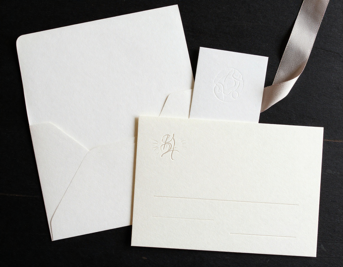Elegant letterpress wedding invitation suite